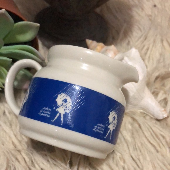 EUC-Vintage Morton Salt Creamer Jar-White/Blue - Picture 3 of 9